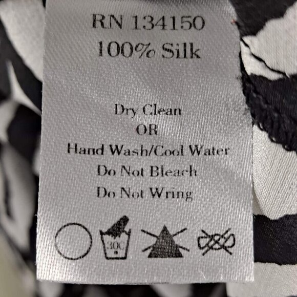 Dora Landa Sz Small Black/White Zebra Print Hi-Low Tunic 100% Silk Long Sleeves - Picture 12 of 14